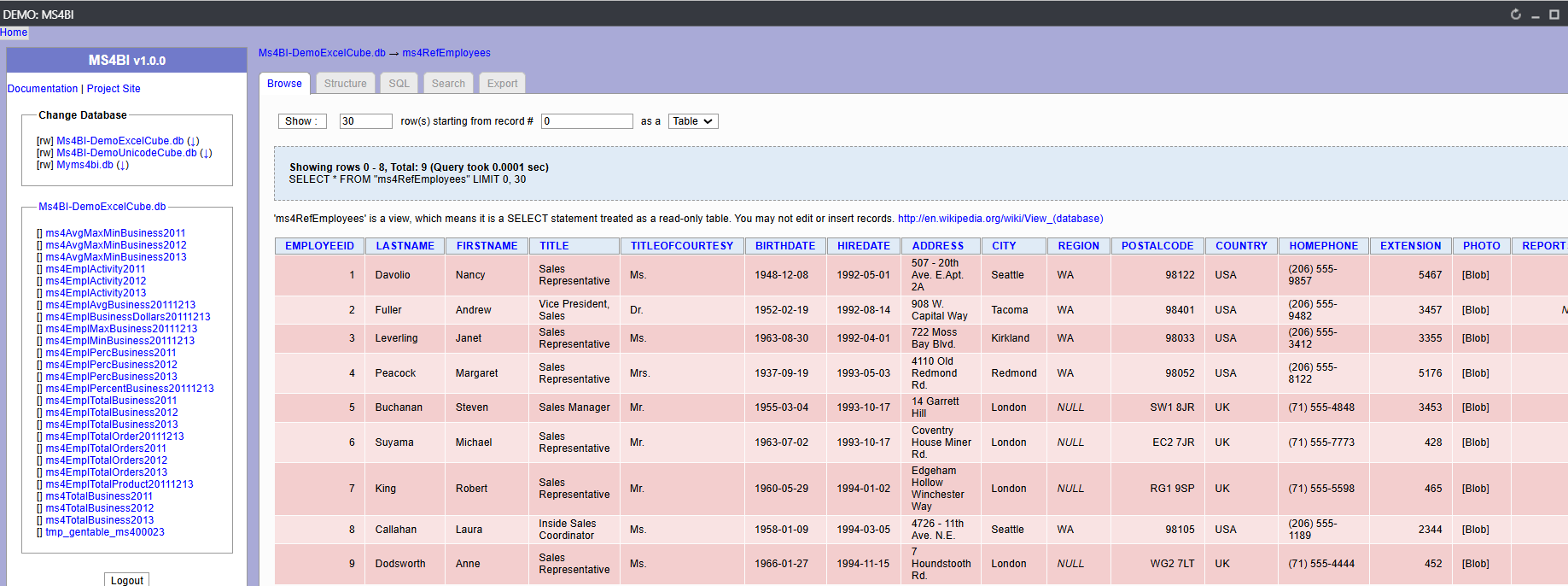 Gestion SQLite3 MS4BI